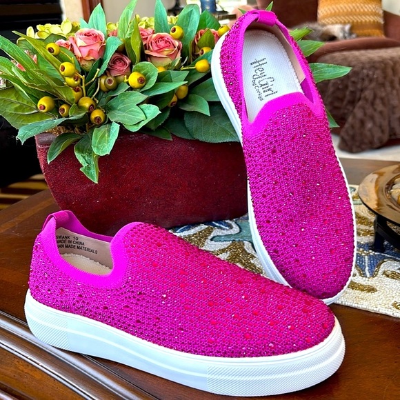 Brand New Corkys Swank Hey Girl Barbiecore Fuchsia Rhinestone Slip-on Sneakers - Picture 14 of 14